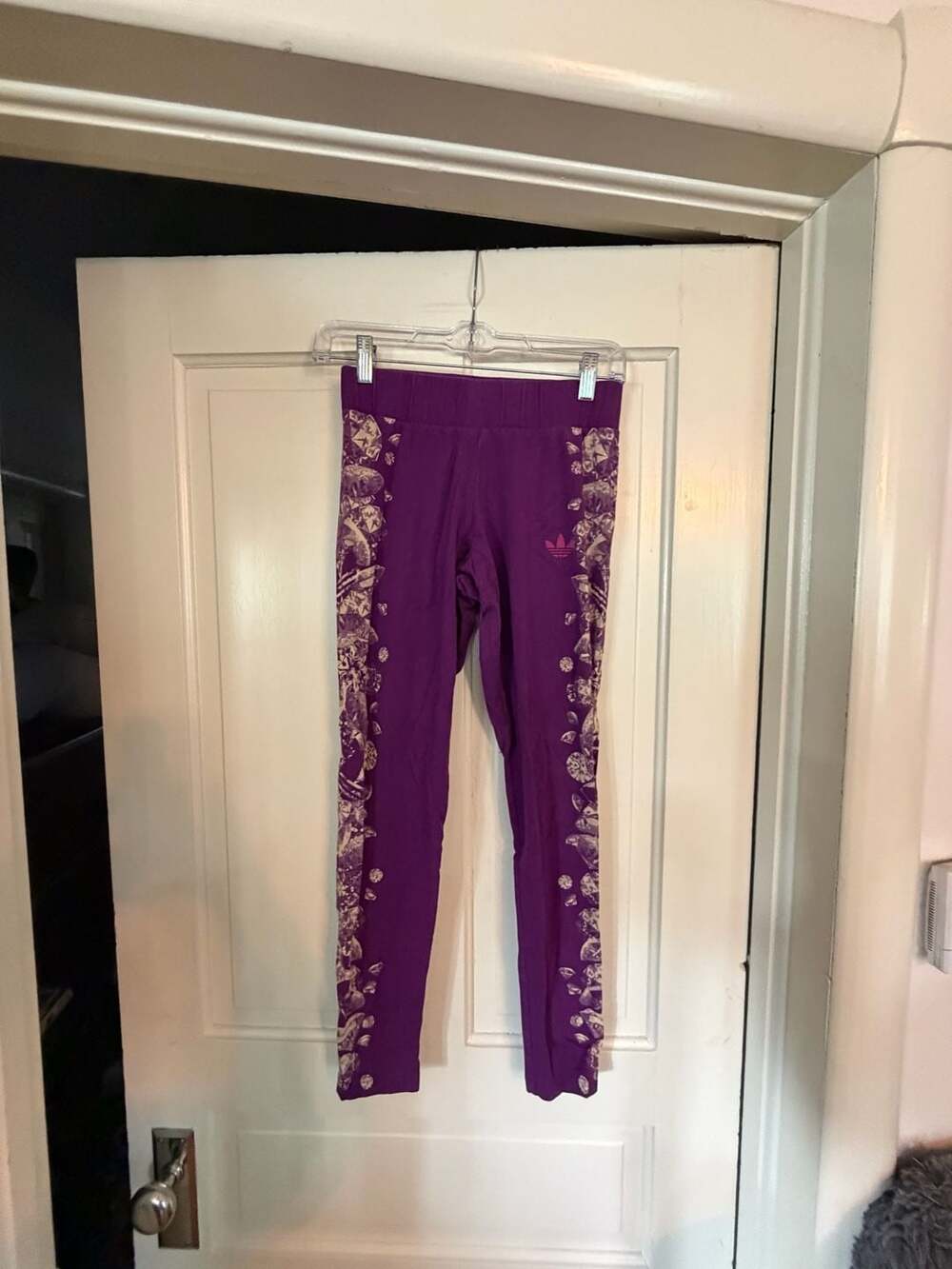 Adidas Leggings Size M Purple Floral Print